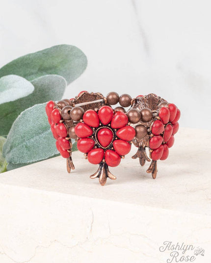 Red & Copper Saddle Up Stone Bracelet