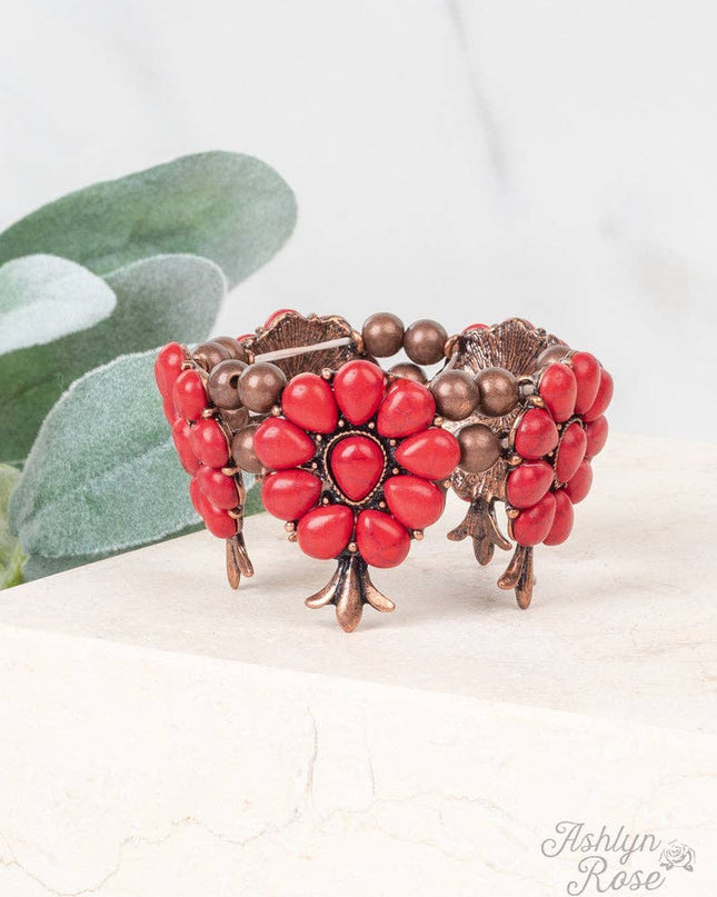Red & Copper Saddle Up Stone Bracelet