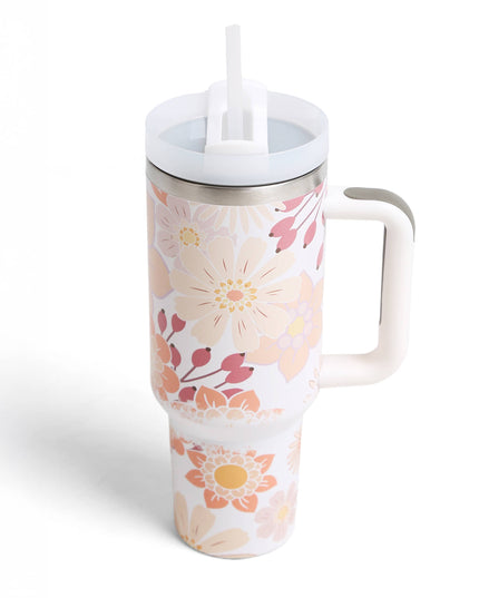 MAMA letter with Floral 40oz Handle Tumbler
