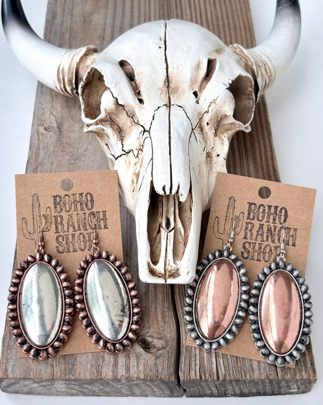 Western Style Navajo Pearl Vintage Oval Dangle Earrings