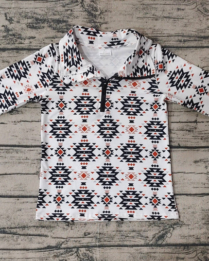 Baby Boys Western Aztec Zip Quater Pullovers Tops