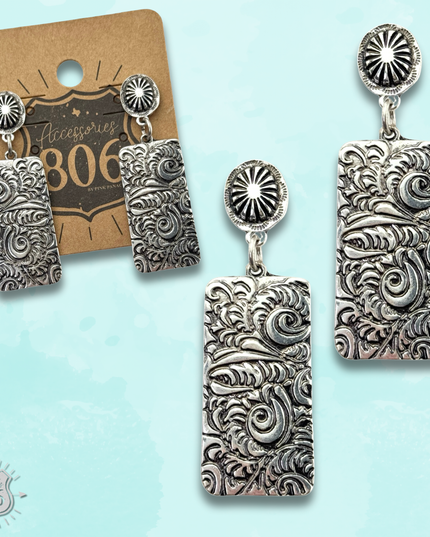 Tooled look metal earring