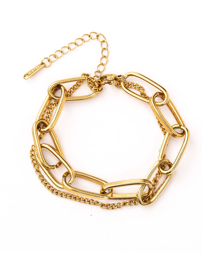 18K STAINLESS STEEL LAYERED PAPERCLIP BRACELET