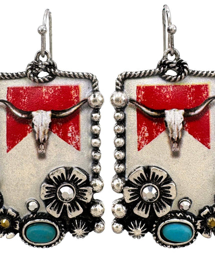Longhorn Beer Western Earrings