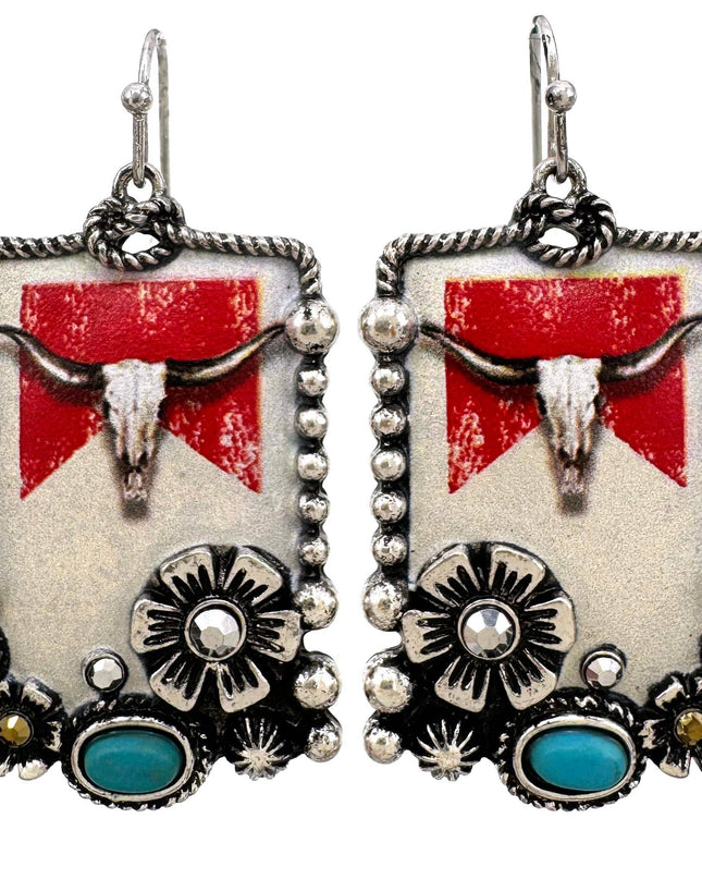 Longhorn Beer Western Earrings