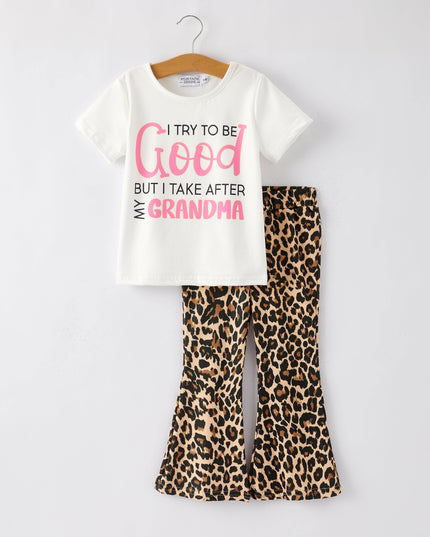 Letter daddy's girl Check Bow Floral Print Girls Set