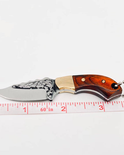 Wooden Handle Portable Mini Stainless Steel Embossed Knife