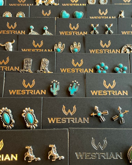 Western Faux Stud Earrings Assortment Of Over 20 Patterns
