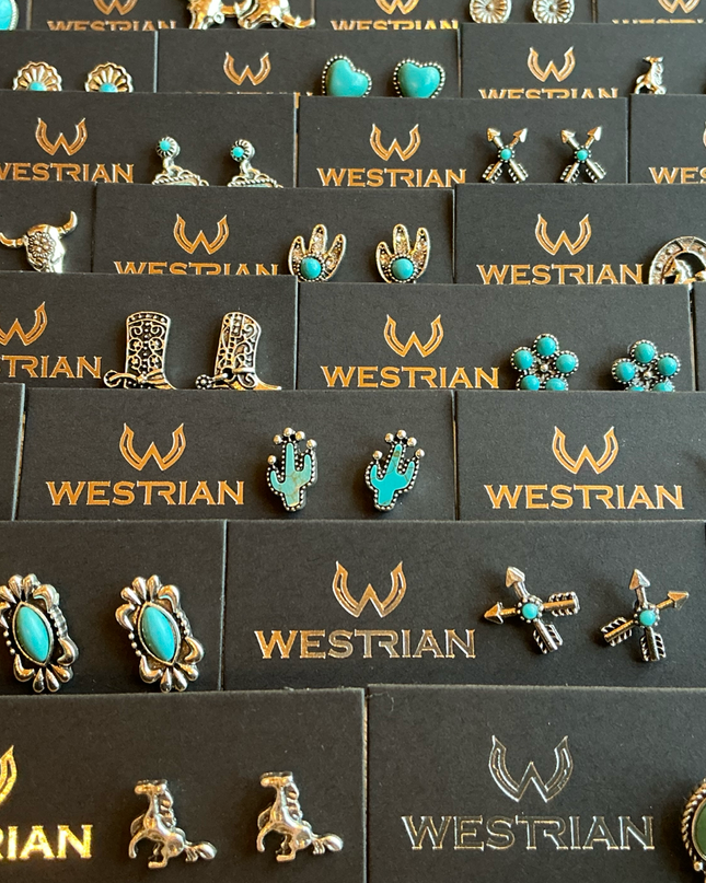 Western Faux Stud Earrings Assortment Of Over 20 Patterns