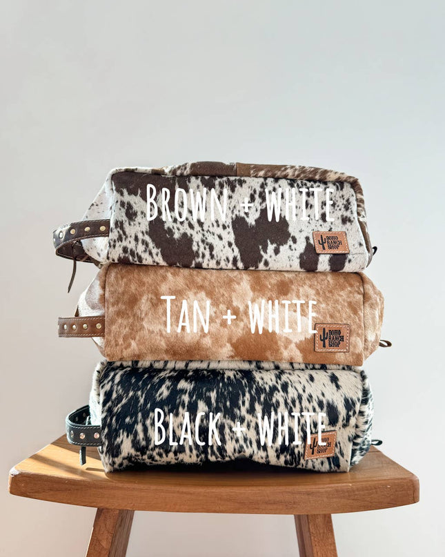 XL Cowhide Western Toiletry Hair Tools Bag Makeup Travel