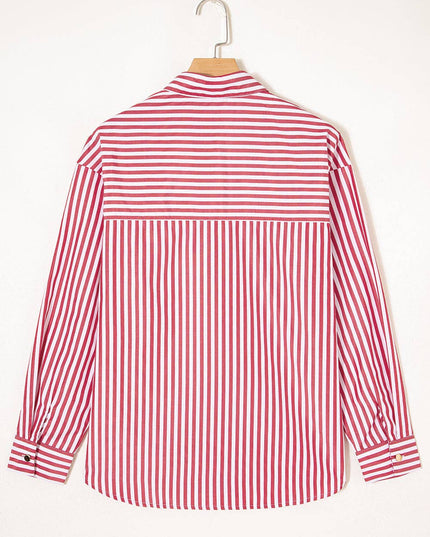 FB Stripe Patch Pocket Long Sleeve Buttoned Shirt