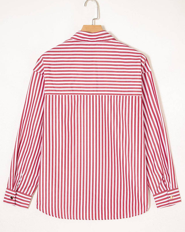 FB Stripe Patch Pocket Long Sleeve Buttoned Shirt