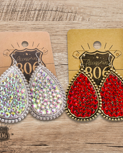Rhinestone filled teardrop earring - LC