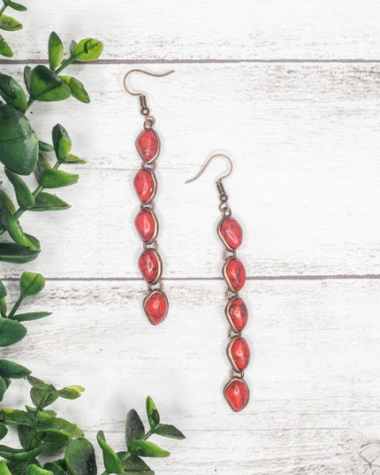 Ride For The Brand Red Stone Dangle Earrings