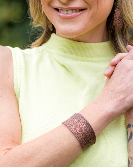 Copper Patina Bracelet - Brown Ornate Design