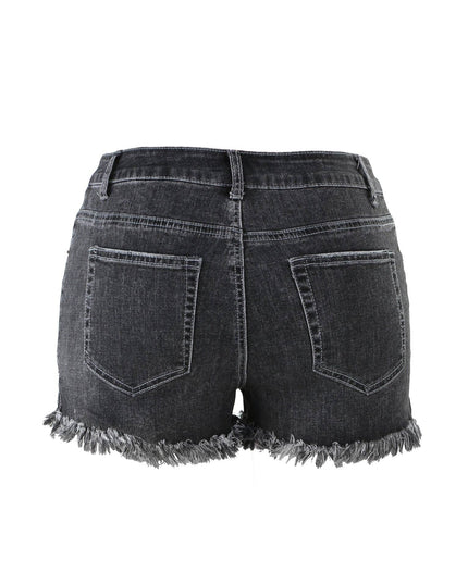 Luvamia Women's High-Rise Denim Raw Hem Ripped Shorts