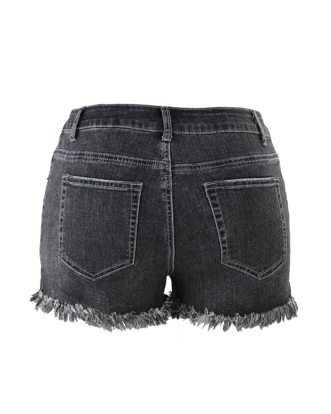 Luvamia Women's High-Rise Denim Raw Hem Ripped Shorts