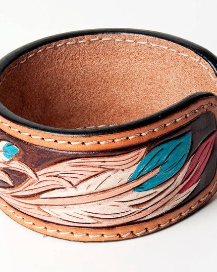 ADBRF154 Hand tooled carved Genuine Leather Bracelet women