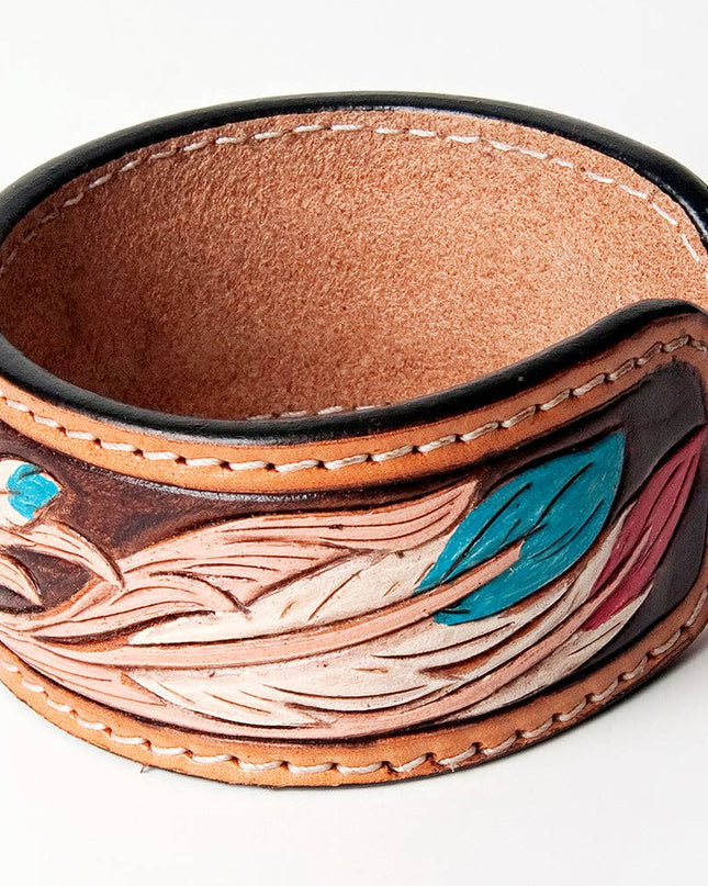 ADBRF154 Hand tooled carved Genuine Leather Bracelet women