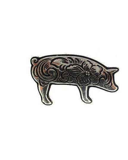 Western Etched Pig Cuff Ring