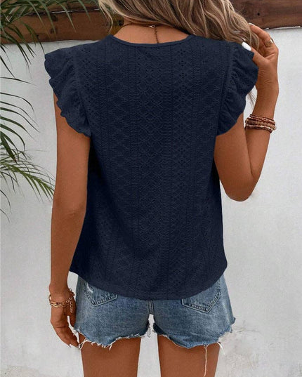 Summer Lace Ruffle Sleeve Top for Women - Casual and Stylish