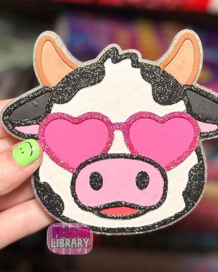 Adorable Cow with Heart Glasses Freshener