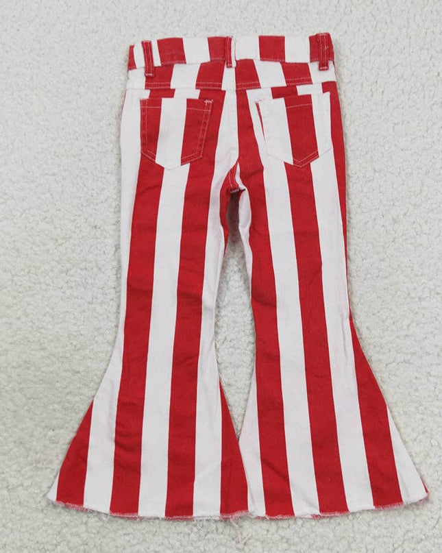 Baby Girls Red Stripes Denim Bell Pants