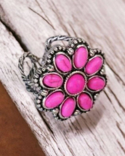 Western Blossom Pink Adjustable Fashion Ring