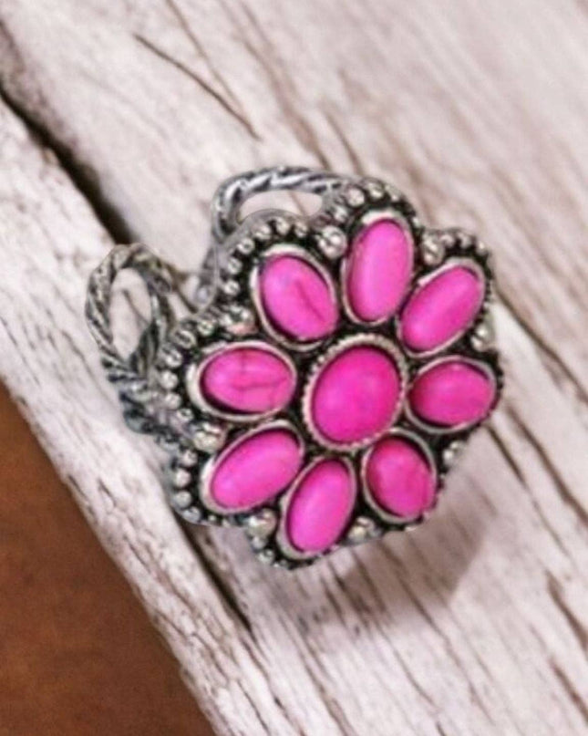 Western Blossom Pink Adjustable Fashion Ring