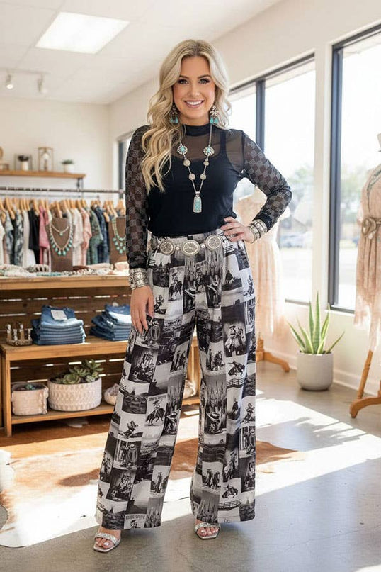 Western cowboy patchwork women's boutique pant GJQ17275