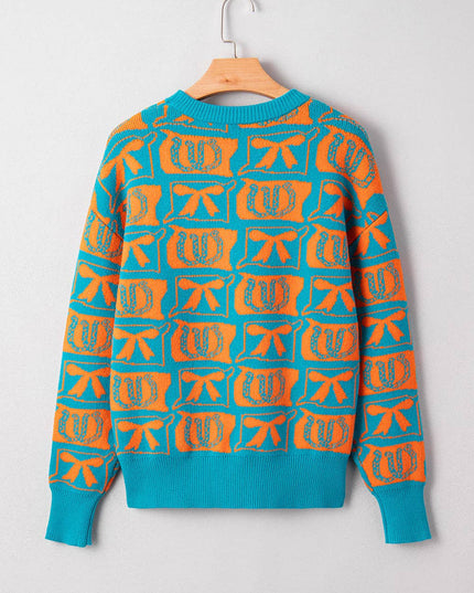 Western Bows & Horseshoes Long Sleeve Sweater