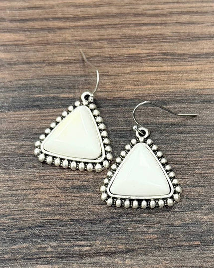 726583, 1" Western White Turquoise Earrings