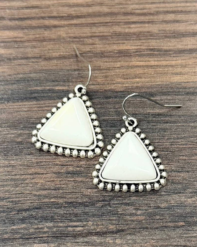 726583, 1" Western White Turquoise Earrings