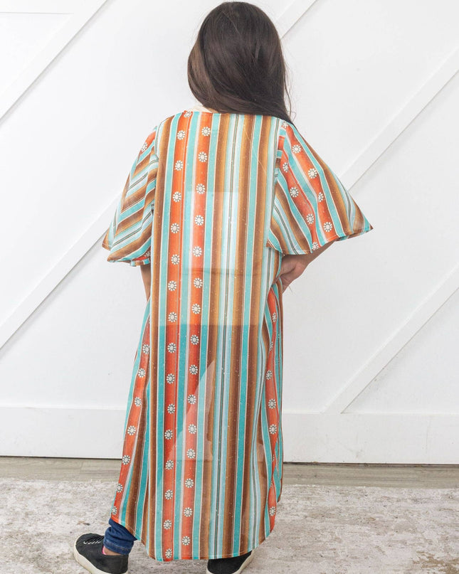 Girls' Squash Blossom Obsessed Turquoise Serape Kimono