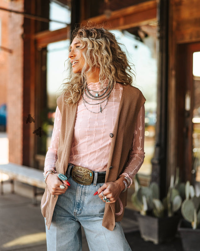 LARIAT LACE L/S *DUSTY ROSE