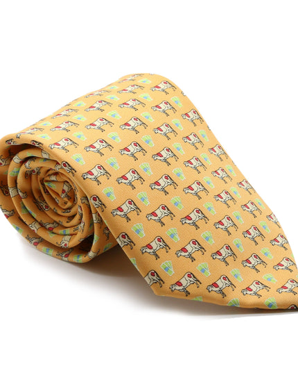 Cow Citrus Necktie with Handkerchief Set