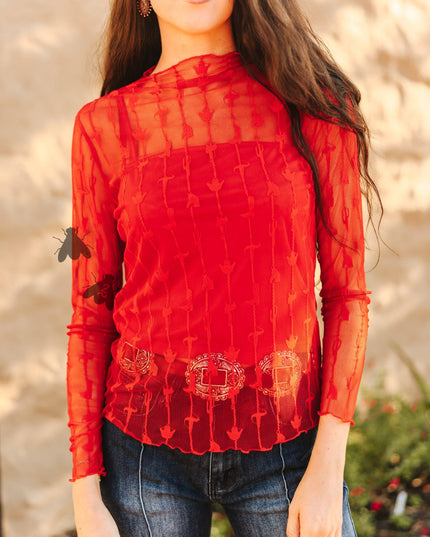 LARIAT LACE L/S *RED