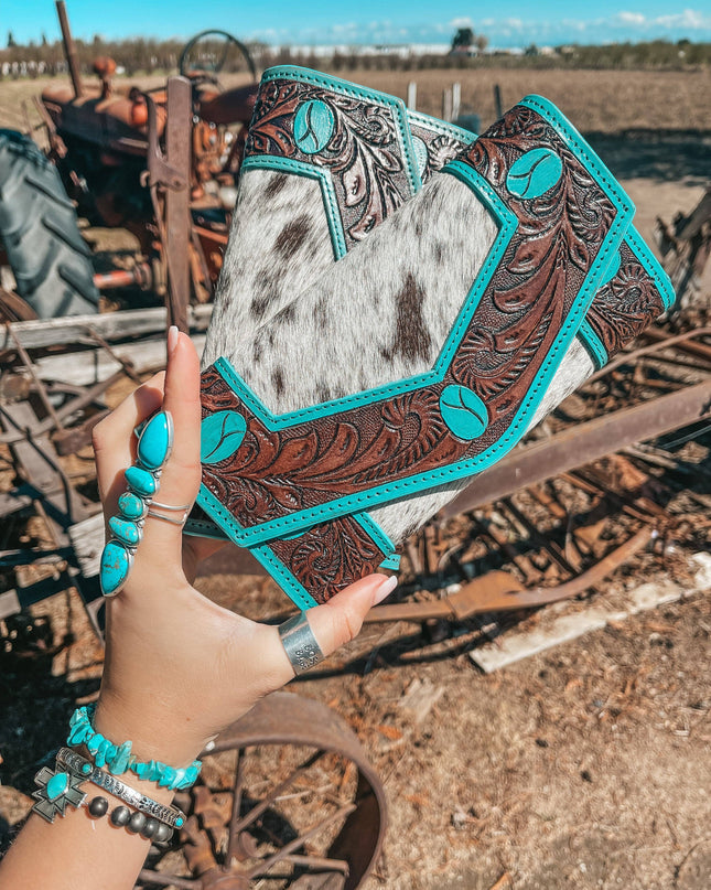 Turquoise Vibes Cowhide Wallet a Haute Southern Hyde