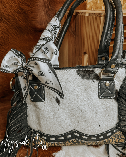Iris Cowhide Leather Tote Purse