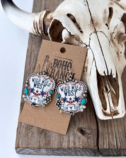 Western Style Pendant with Turquoise Stone Drop Earrings