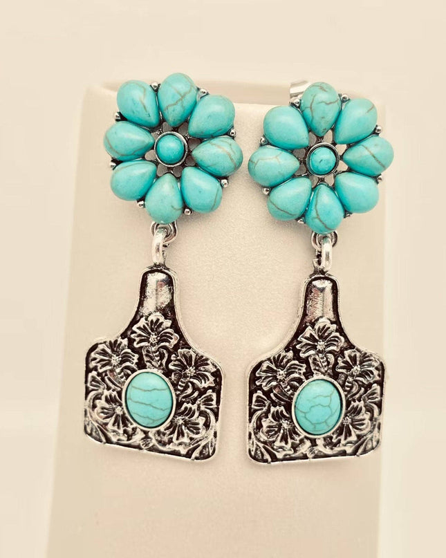 Western Style Cattle Tag Post Earrings - WJ