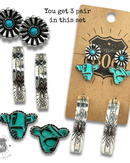 Western hoop earring set