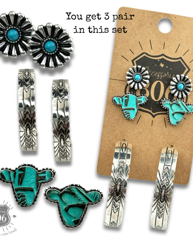 Western hoop earring set