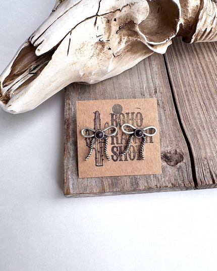 Western Coquette Bow Stone Stud Earrings