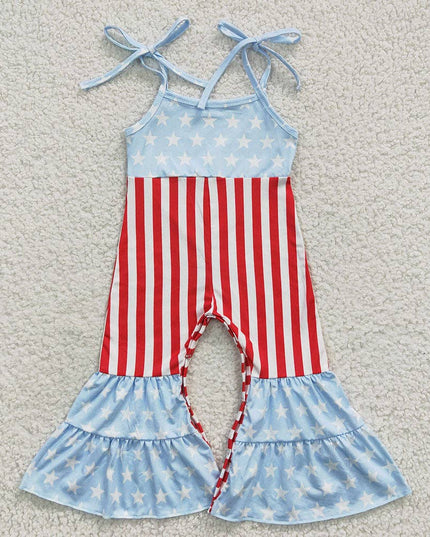 Sibling Baby Girls 4th Of July Bell Bottom Jumpsuits