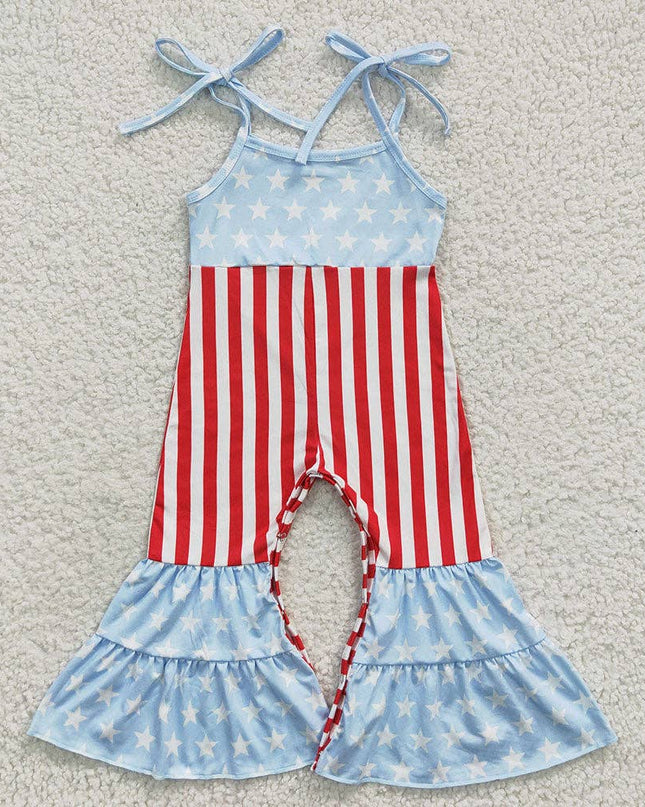 Sibling Baby Girls 4th Of July Bell Bottom Jumpsuits