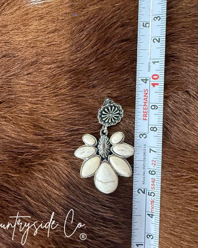 Darling White Stone Dangle Earrings