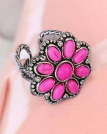 Western Blossom Pink Adjustable Fashion Ring