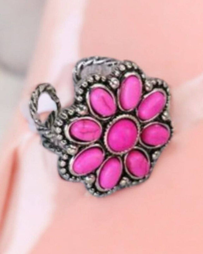 Western Blossom Pink Adjustable Fashion Ring