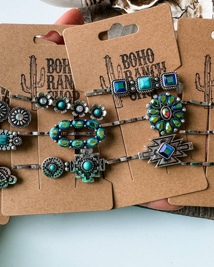 Western Hair Pin 3 Piece Set Bling Bobby Pin